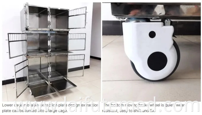 Factory Price Animal Veterinary Pet Cages Stainless Steel Vet Cat Cage with Wheels and Tray Oxygen Cage